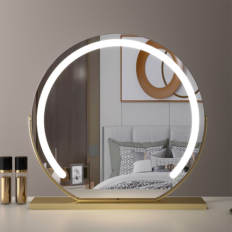 Large 24” Round Makeup Vanity Mirror – LED Strip Lighting, 3 Color Modes, 360° Rotation, and Adjustable Brightness for Dressing Tables, Gold